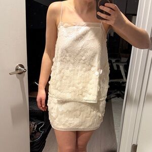 NWT Reiss Salia Sequin Slip Set in Ivory